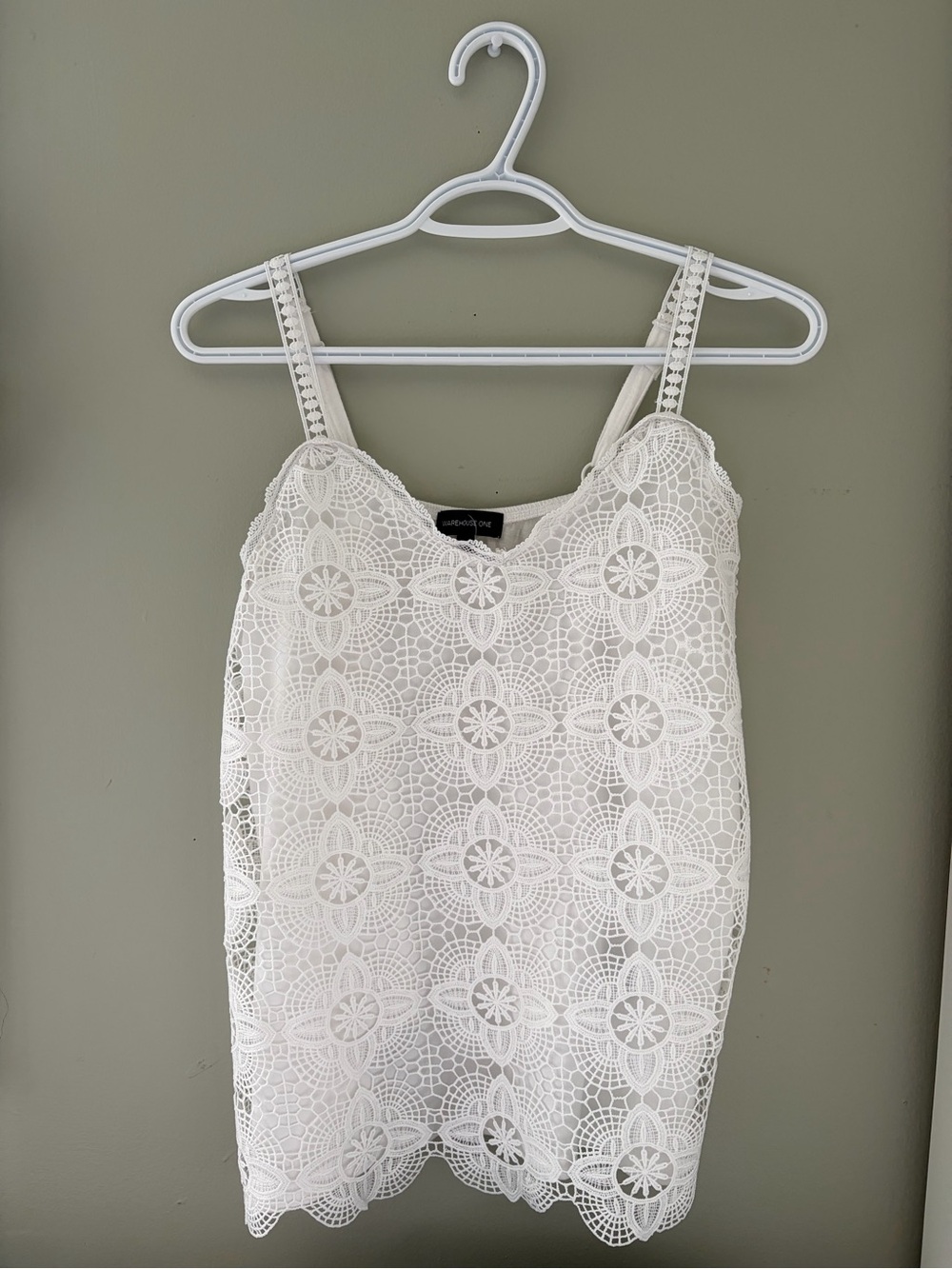 Warehouse White Lace Overlay Top